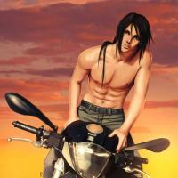 Mr Uchiha riding a bike :*