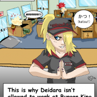 Deidara pracuje u Burger Kingu