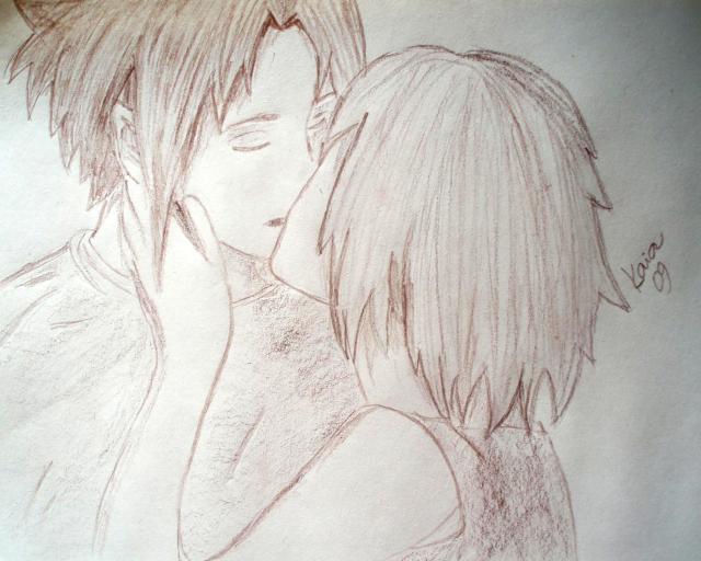 Sakura and Sasuke kissing