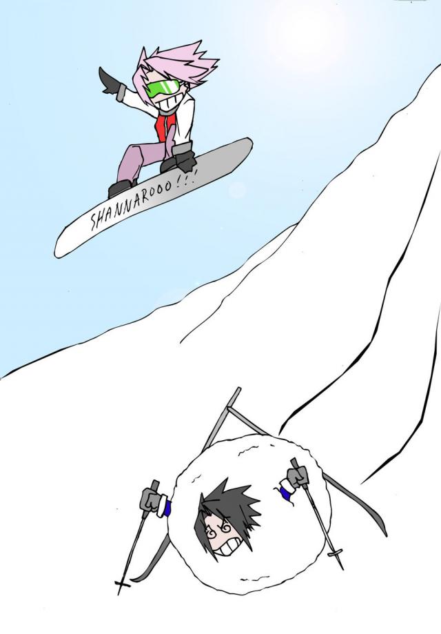 Sasuke a Sakura v zimě..lol xD