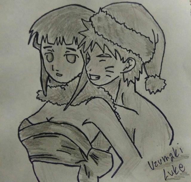 Naruto a Hinata s Vánočním motivem 