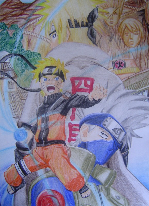 Kakashi,Minato a Naruto 
