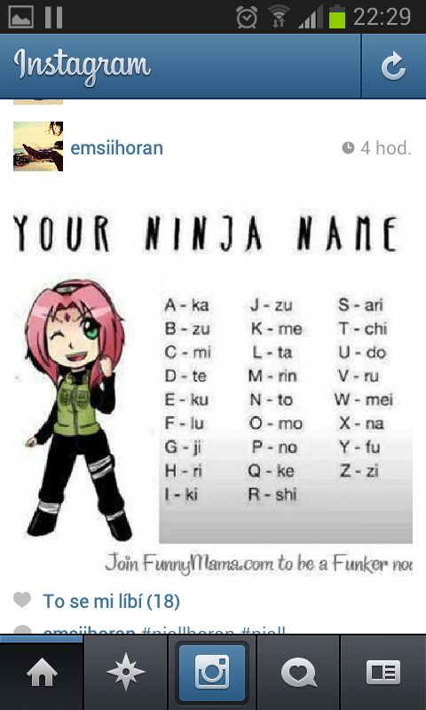 Jaké je vaše ninja jméno