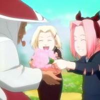 Sakura a Ino se Sarutobim