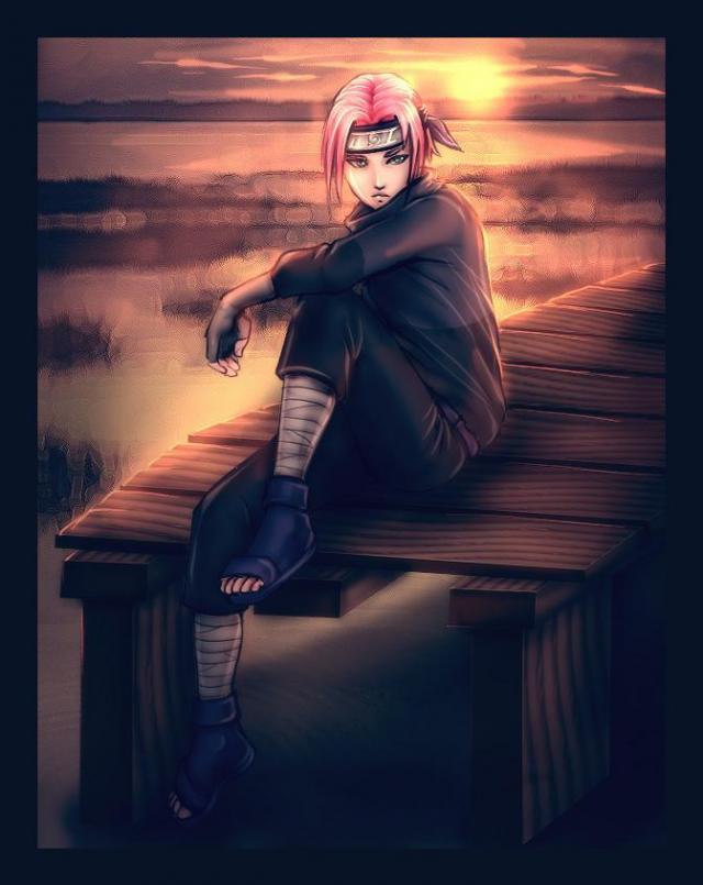 Sakura Haruno on the pier