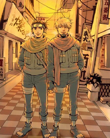 Iruka and Kakashi Holding Hands