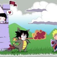 princezna Hinata,drak Sasuke a rytier Naruto