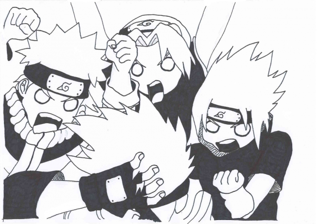 Naruto, Sakura, Sasuke a Kakashi