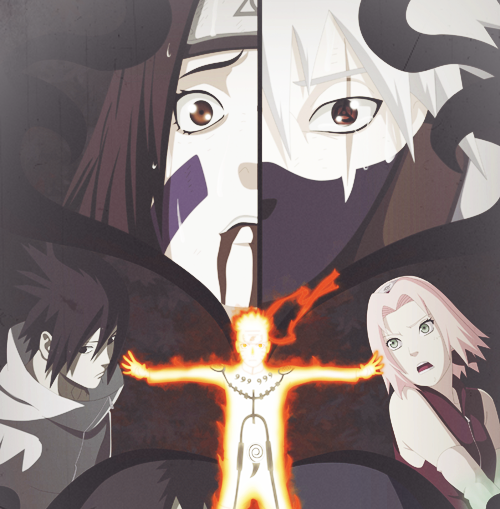 Naruto, Kakashi, Rin, Sasuke a Sakura 